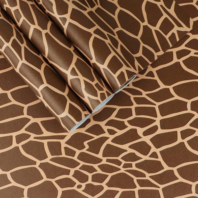 Waddllcor Brown Geometric Peel and Stick Wallpaper Decorative Self Adhesive Geometric Contact Paper Shelf Liner Countertop Cabinets Furniture Vinyl Film Sticker 17.7" x 117" - Image 1
